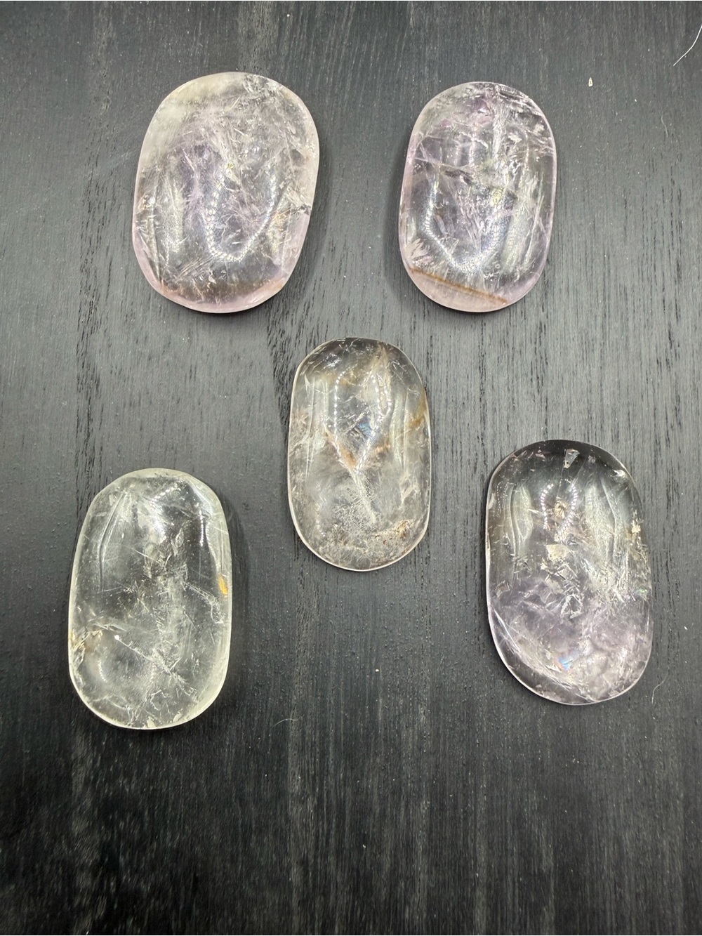 Brazilian Amethyst w/ Powellite Inclusions Palm Stone - *UV Reactive* - Picture 4 of 7